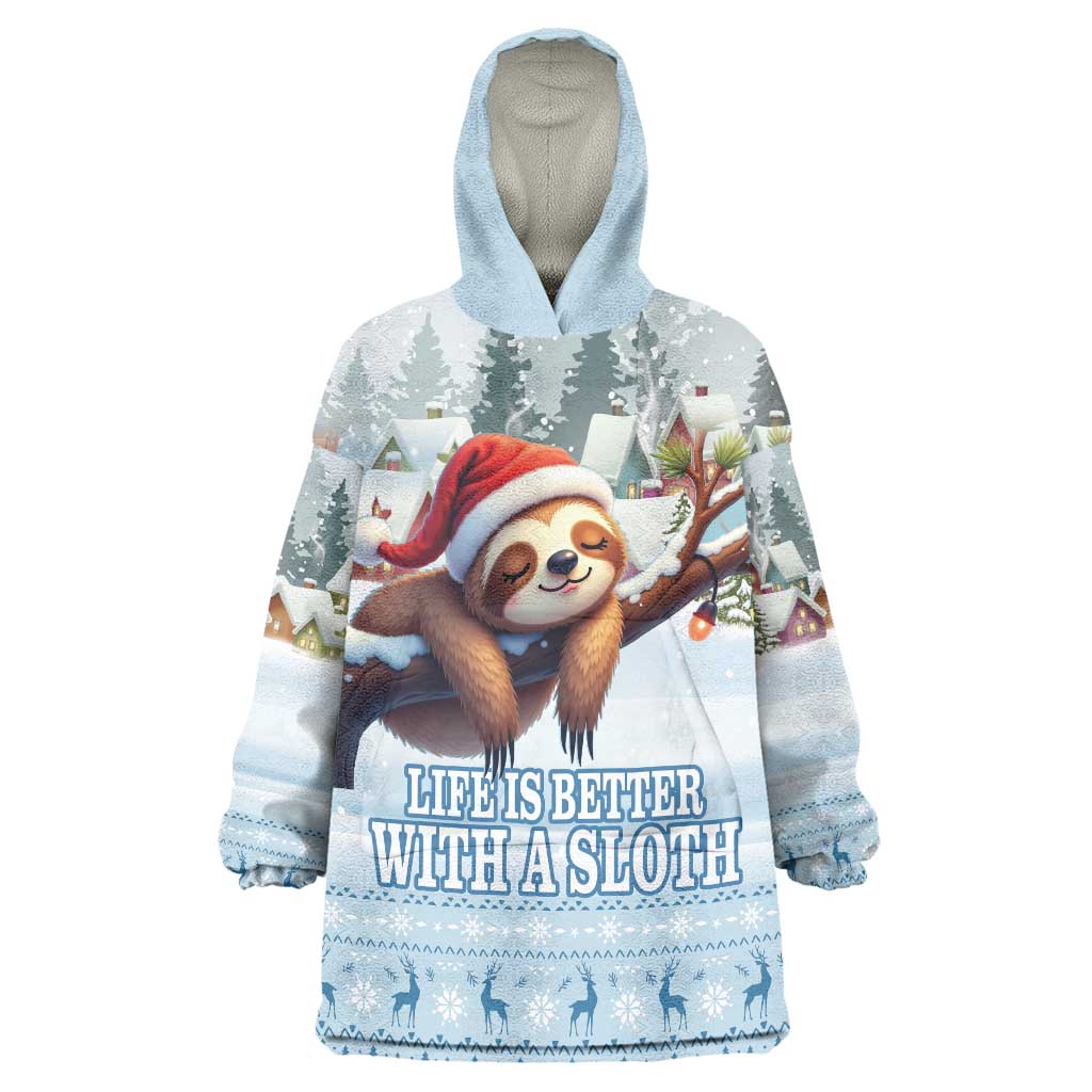 Merry Slothmas Wearable Blanket Hoodie Life Is Better With A Sloth - Wonder Print Shop