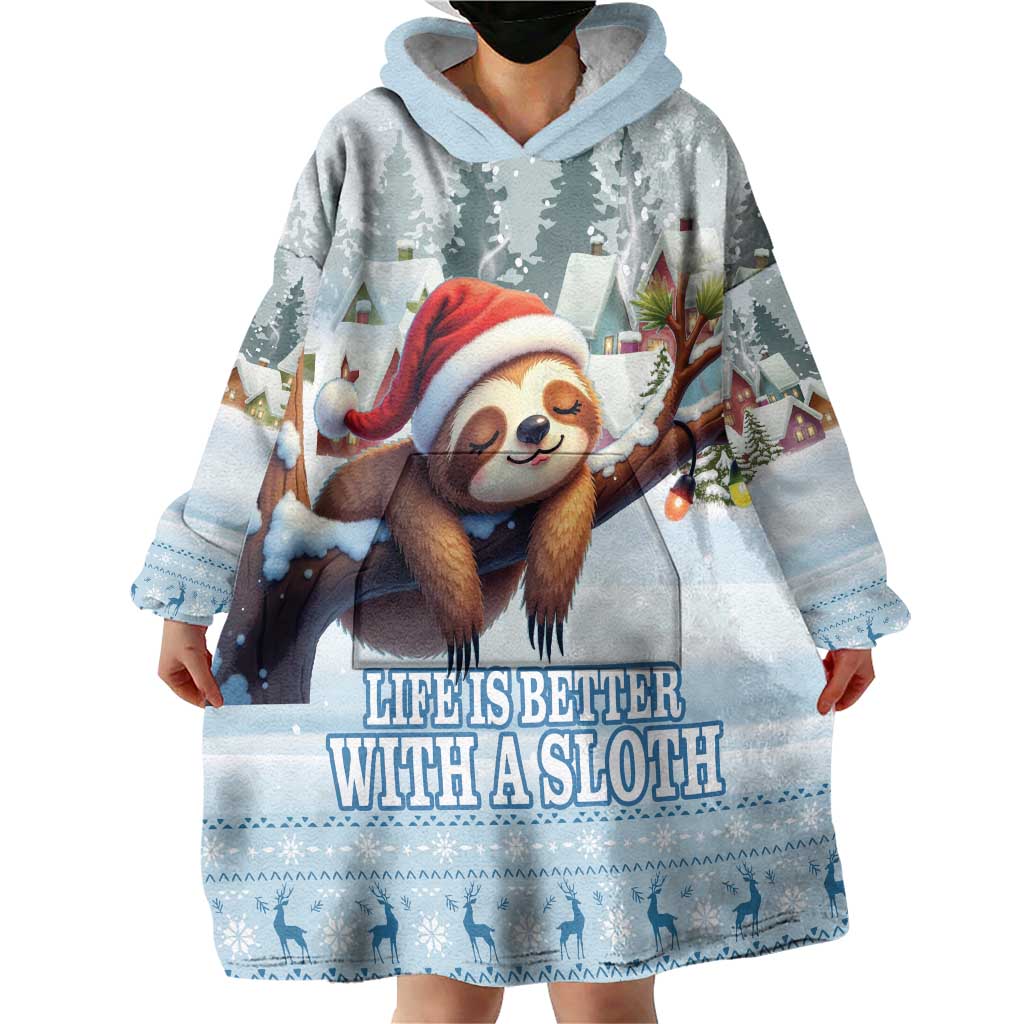 Merry Slothmas Wearable Blanket Hoodie Life Is Better With A Sloth - Wonder Print Shop