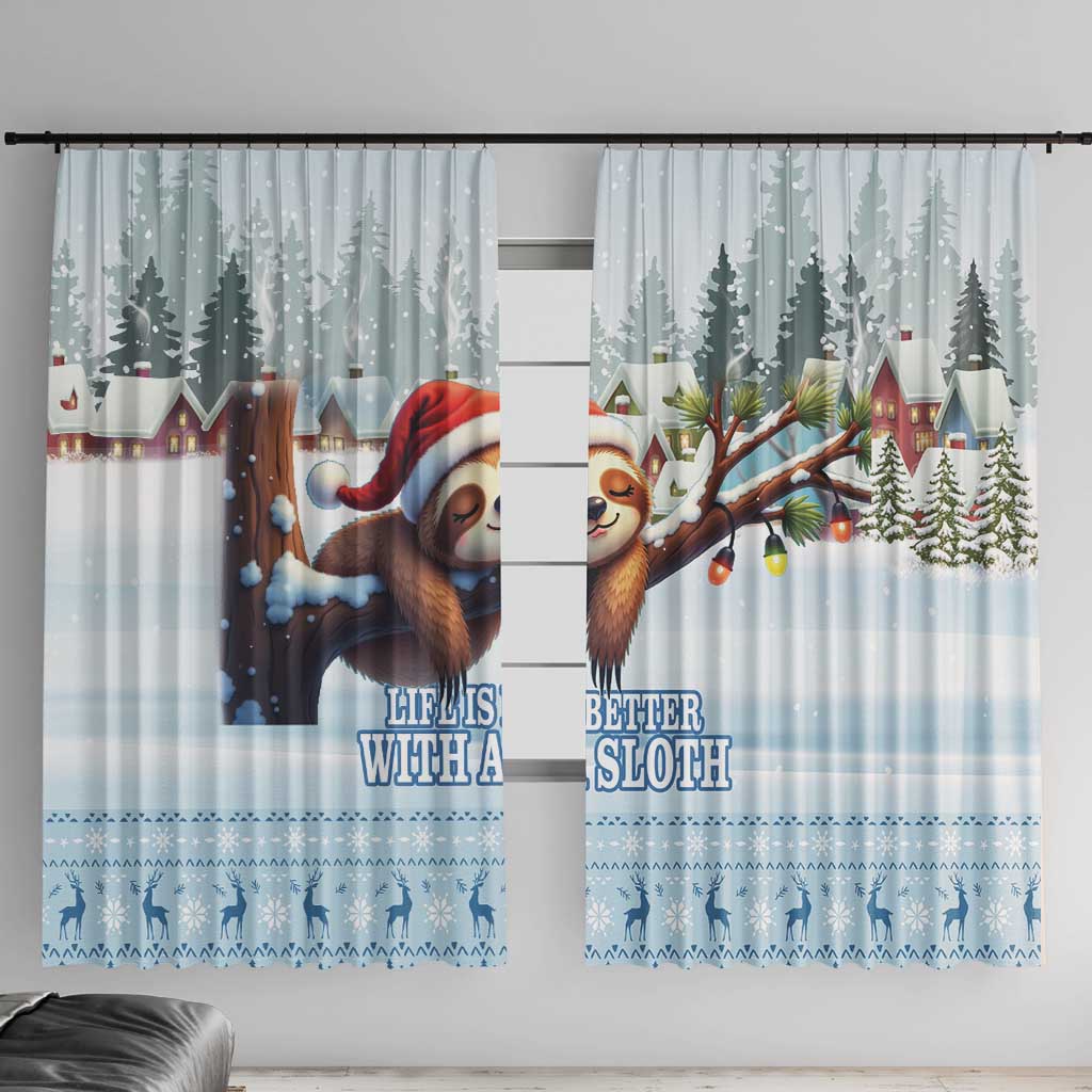 Merry Slothmas Window Curtain Life Is Better With A Sloth - Wonder Print Shop
