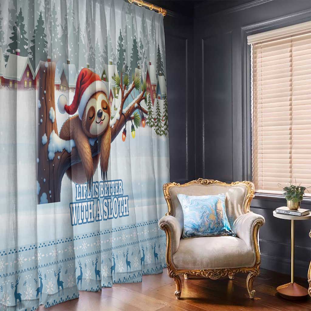 Merry Slothmas Window Curtain Life Is Better With A Sloth - Wonder Print Shop