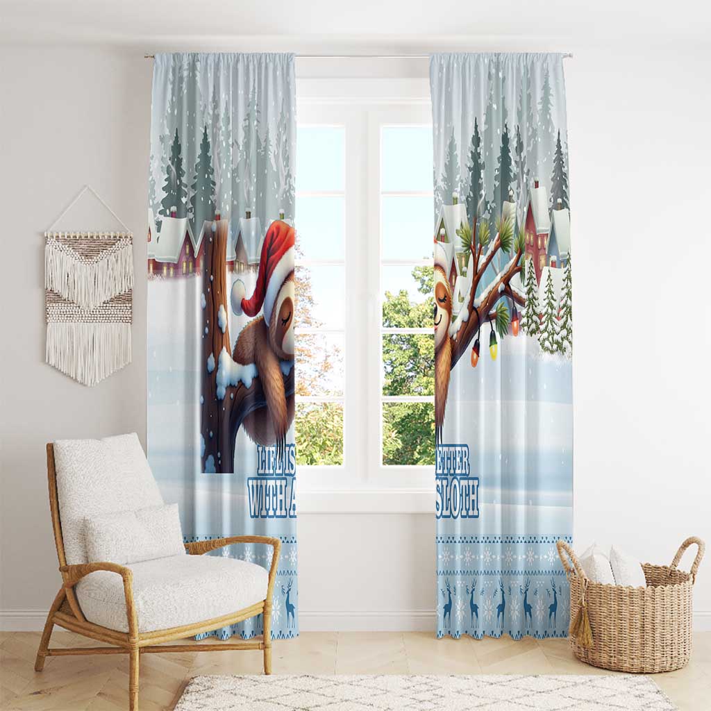 Merry Slothmas Window Curtain Life Is Better With A Sloth - Wonder Print Shop
