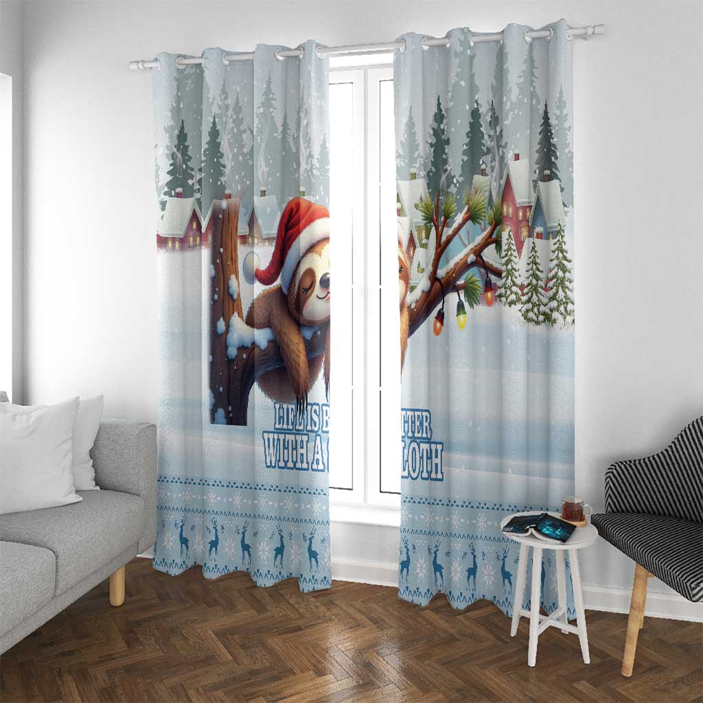 Merry Slothmas Window Curtain Life Is Better With A Sloth - Wonder Print Shop