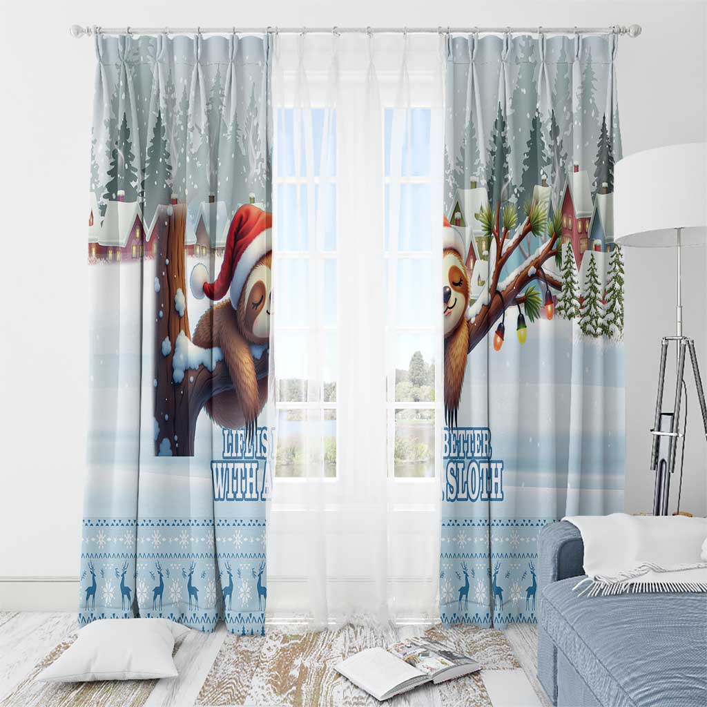 Merry Slothmas Window Curtain Life Is Better With A Sloth - Wonder Print Shop
