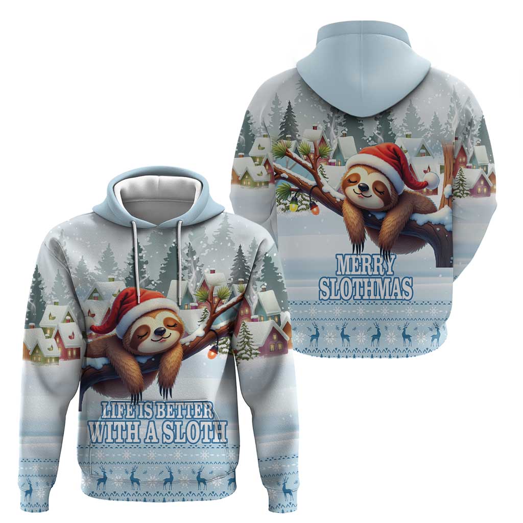 Merry Slothmas Zip Hoodie Life Is Better With A Sloth - Wonder Print Shop