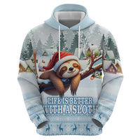 Merry Slothmas Zip Hoodie Life Is Better With A Sloth - Wonder Print Shop