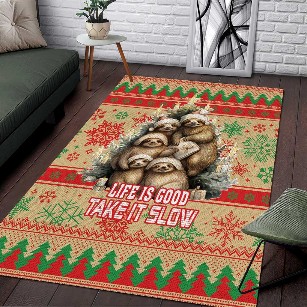 Slothy Christmas Area Rug Life Is Good Take It Slow - Wonder Print Shop