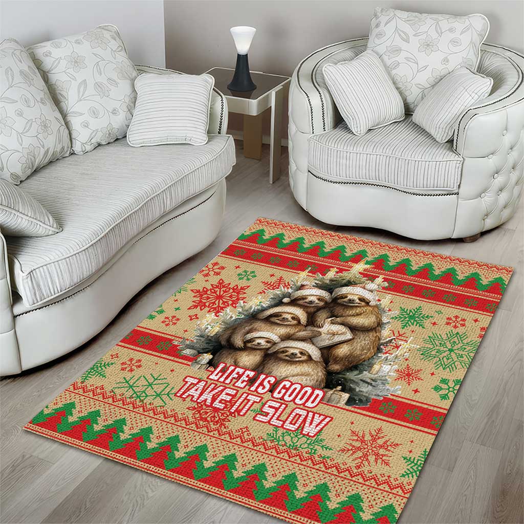 Slothy Christmas Area Rug Life Is Good Take It Slow - Wonder Print Shop