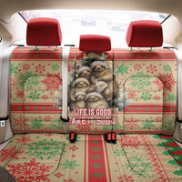 Slothy Christmas Back Car Seat Cover Life Is Good Take It Slow - Wonder Print Shop