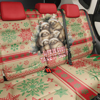 Slothy Christmas Back Car Seat Cover Life Is Good Take It Slow - Wonder Print Shop