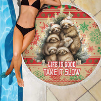 Slothy Christmas Beach Blanket Life Is Good Take It Slow - Wonder Print Shop