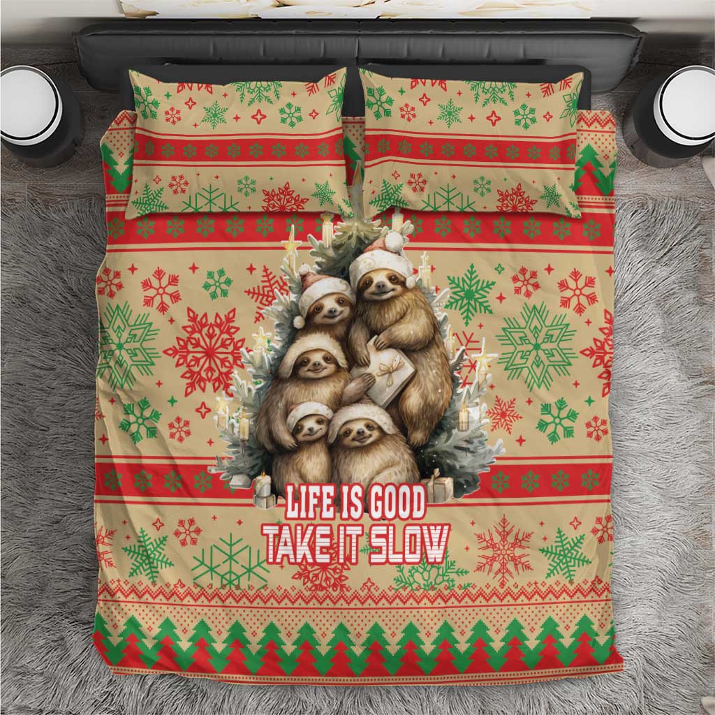 Slothy Christmas Bedding Set Life Is Good Take It Slow - Wonder Print Shop
