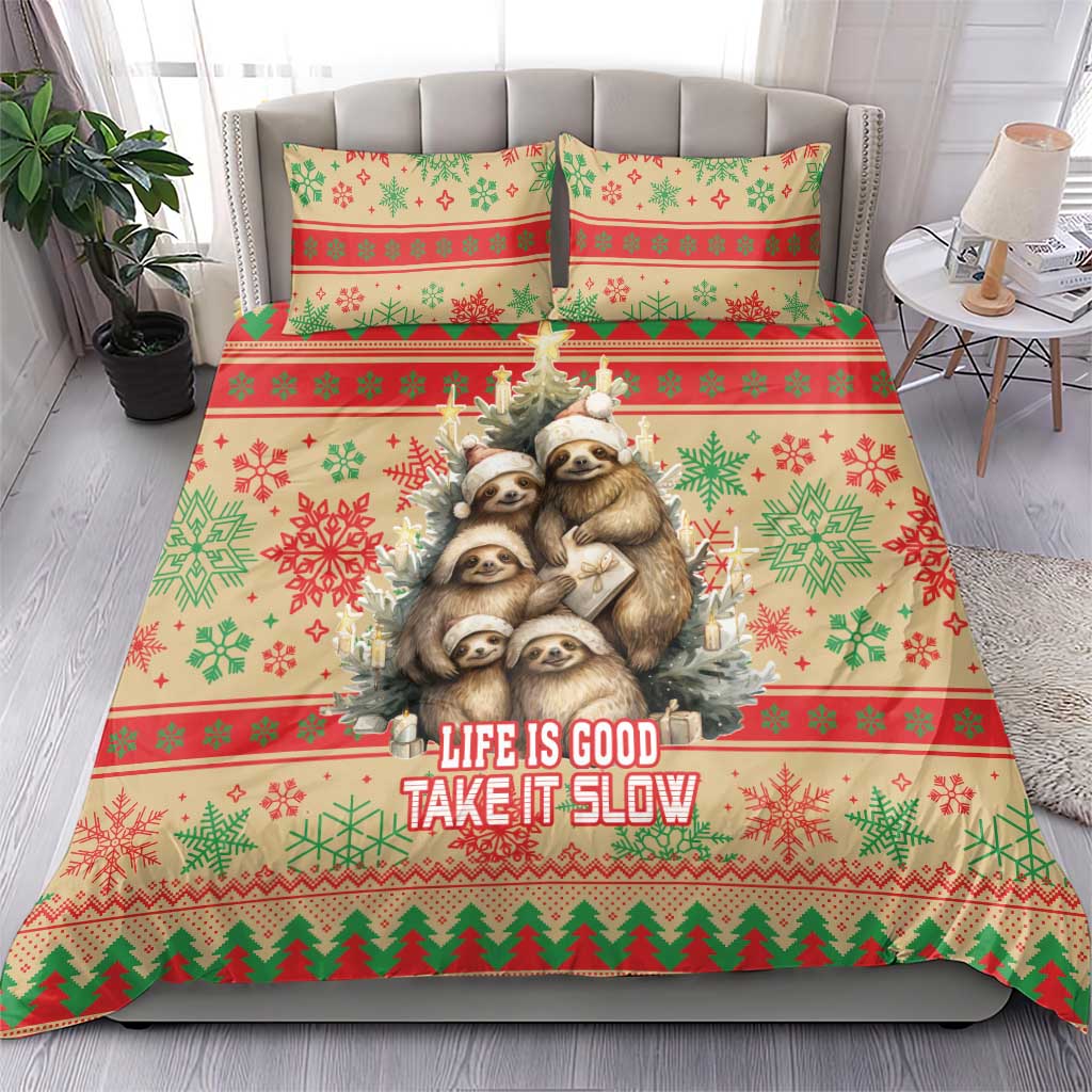 Slothy Christmas Bedding Set Life Is Good Take It Slow - Wonder Print Shop