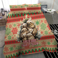 Slothy Christmas Bedding Set Life Is Good Take It Slow - Wonder Print Shop