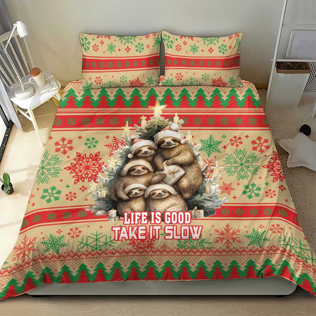 Slothy Christmas Bedding Set Life Is Good Take It Slow - Wonder Print Shop