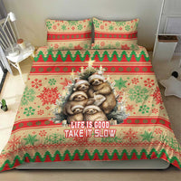 Slothy Christmas Bedding Set Life Is Good Take It Slow - Wonder Print Shop