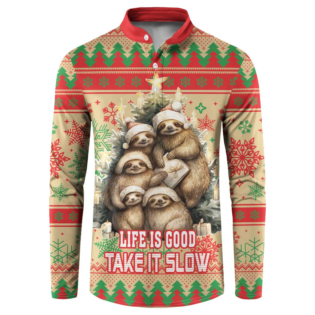 Slothy Christmas Button Sweatshirt Life Is Good Take It Slow - Wonder Print Shop