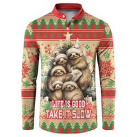 Slothy Christmas Button Sweatshirt Life Is Good Take It Slow - Wonder Print Shop
