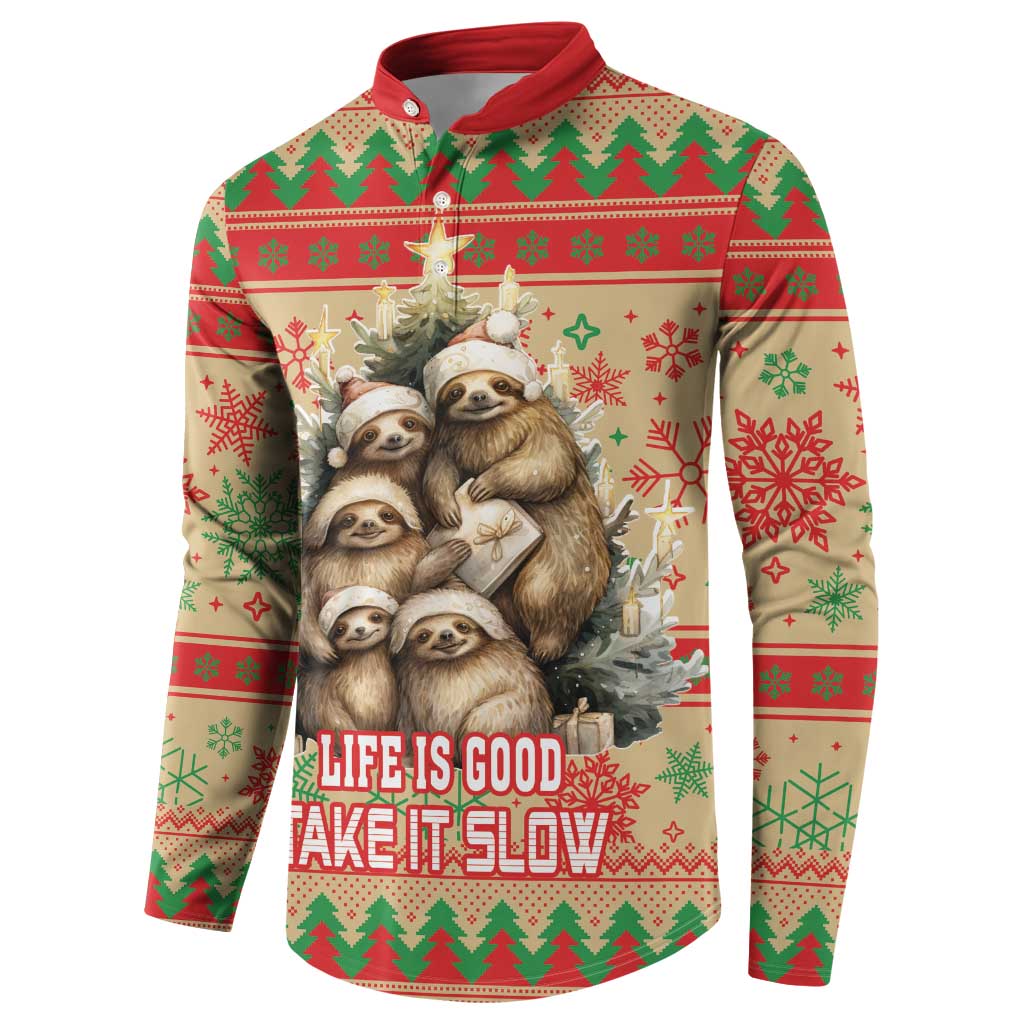 Slothy Christmas Button Sweatshirt Life Is Good Take It Slow - Wonder Print Shop