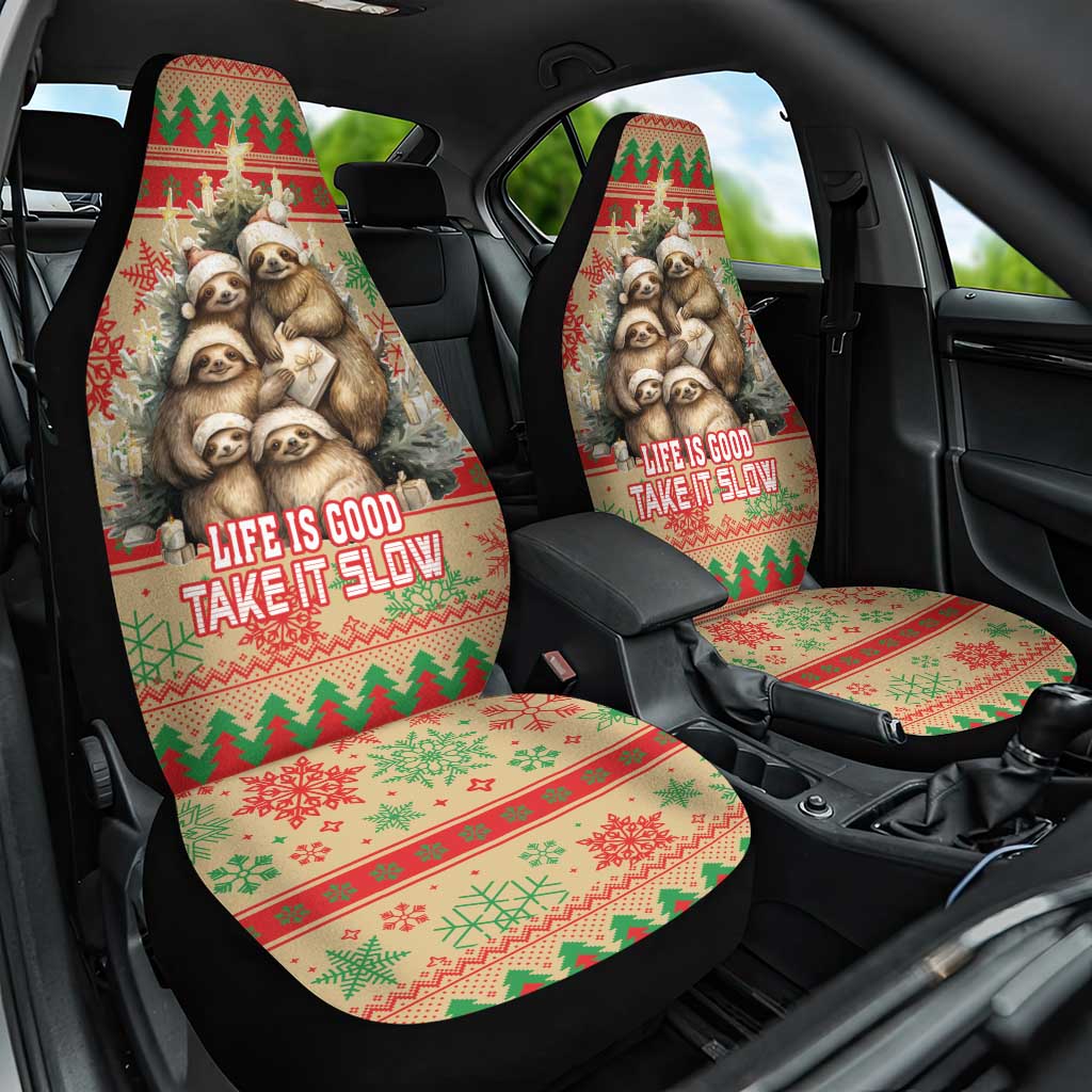 Slothy Christmas Car Seat Cover Life Is Good Take It Slow - Wonder Print Shop