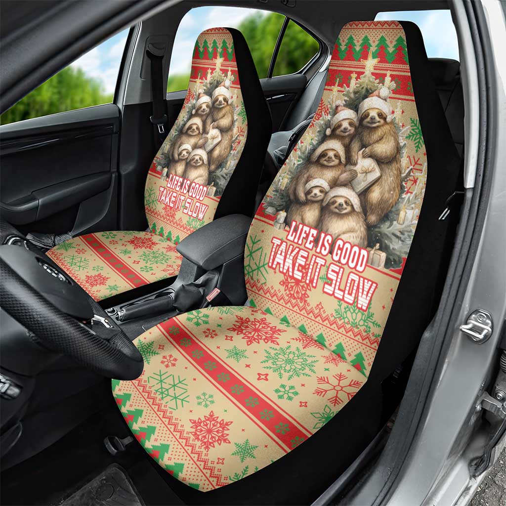 Slothy Christmas Car Seat Cover Life Is Good Take It Slow - Wonder Print Shop