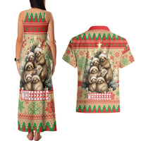 Slothy Christmas Couples Matching Tank Maxi Dress and Hawaiian Shirt Life Is Good Take It Slow - Wonder Print Shop
