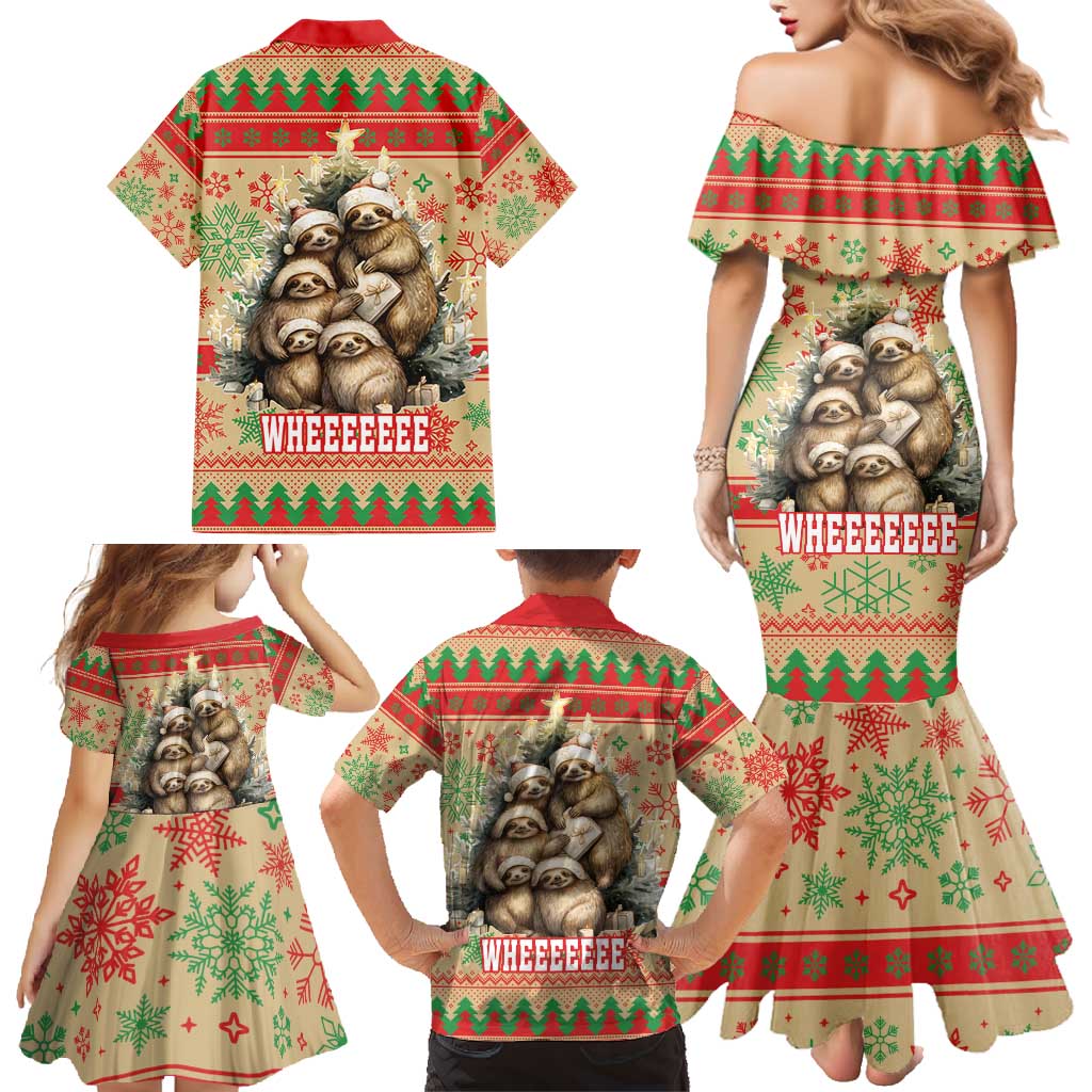 Slothy Christmas Family Matching Mermaid Dress and Hawaiian Shirt Life Is Good Take It Slow - Wonder Print Shop
