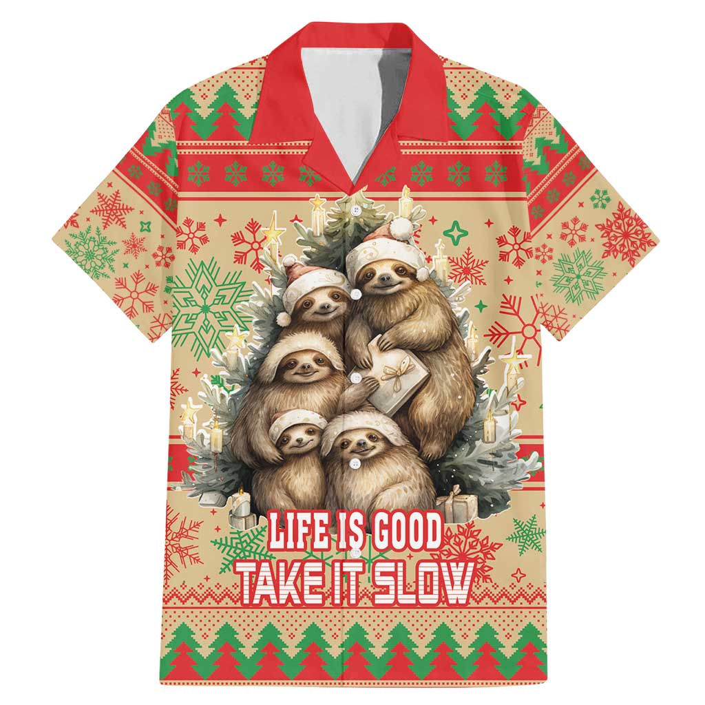 Slothy Christmas Family Matching Mermaid Dress and Hawaiian Shirt Life Is Good Take It Slow - Wonder Print Shop