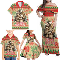 Slothy Christmas Family Matching Off Shoulder Maxi Dress and Hawaiian Shirt Life Is Good Take It Slow - Wonder Print Shop