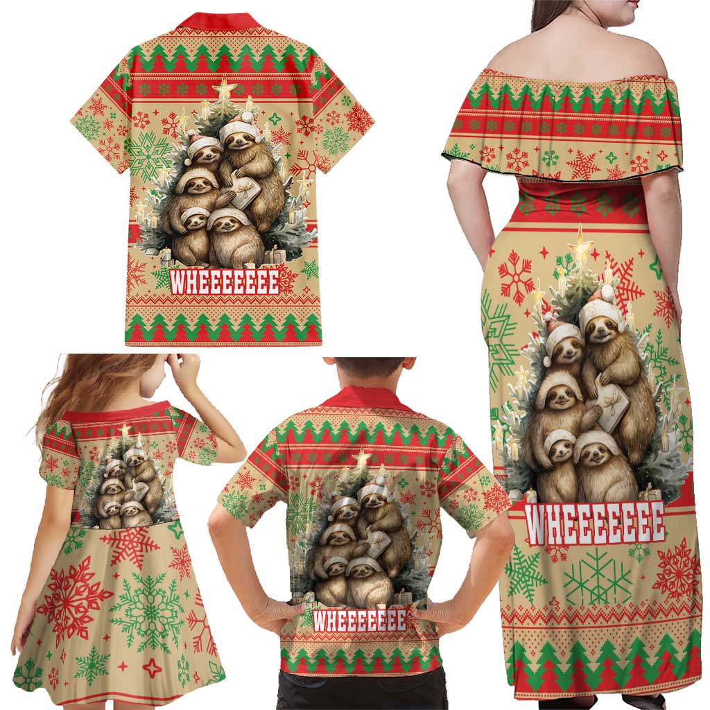 Slothy Christmas Family Matching Off Shoulder Maxi Dress and Hawaiian Shirt Life Is Good Take It Slow - Wonder Print Shop