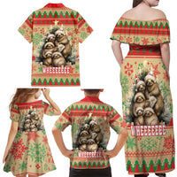 Slothy Christmas Family Matching Off Shoulder Maxi Dress and Hawaiian Shirt Life Is Good Take It Slow - Wonder Print Shop