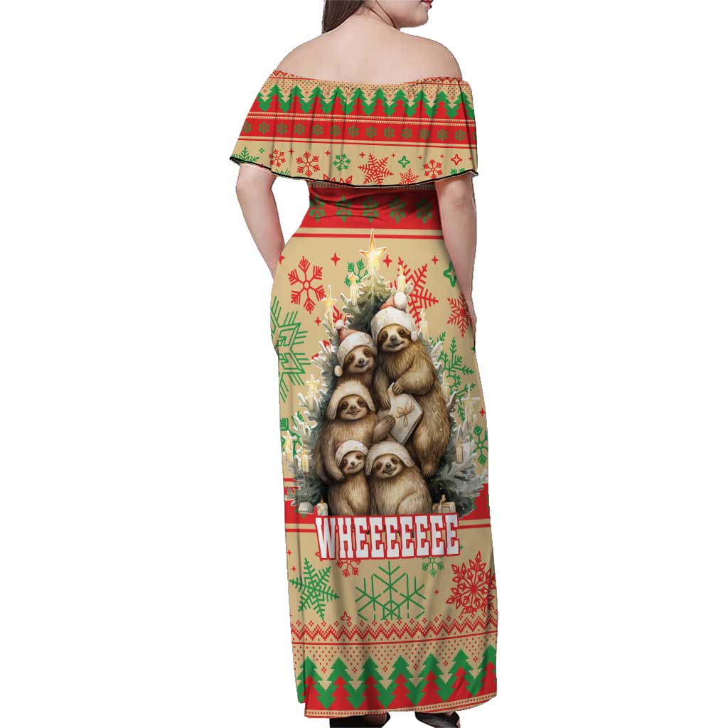 Slothy Christmas Family Matching Off Shoulder Maxi Dress and Hawaiian Shirt Life Is Good Take It Slow - Wonder Print Shop