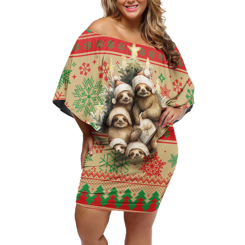 Slothy Christmas Family Matching Off Shoulder Short Dress and Hawaiian Shirt Life Is Good Take It Slow - Wonder Print Shop