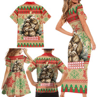 Slothy Christmas Family Matching Short Sleeve Bodycon Dress and Hawaiian Shirt Life Is Good Take It Slow - Wonder Print Shop