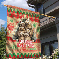 Slothy Christmas Garden Flag Life Is Good Take It Slow - Wonder Print Shop