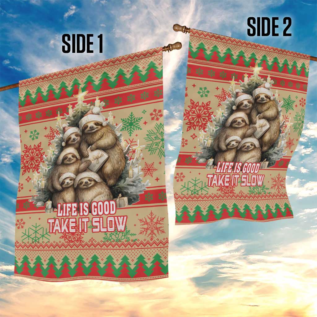Slothy Christmas Garden Flag Life Is Good Take It Slow - Wonder Print Shop
