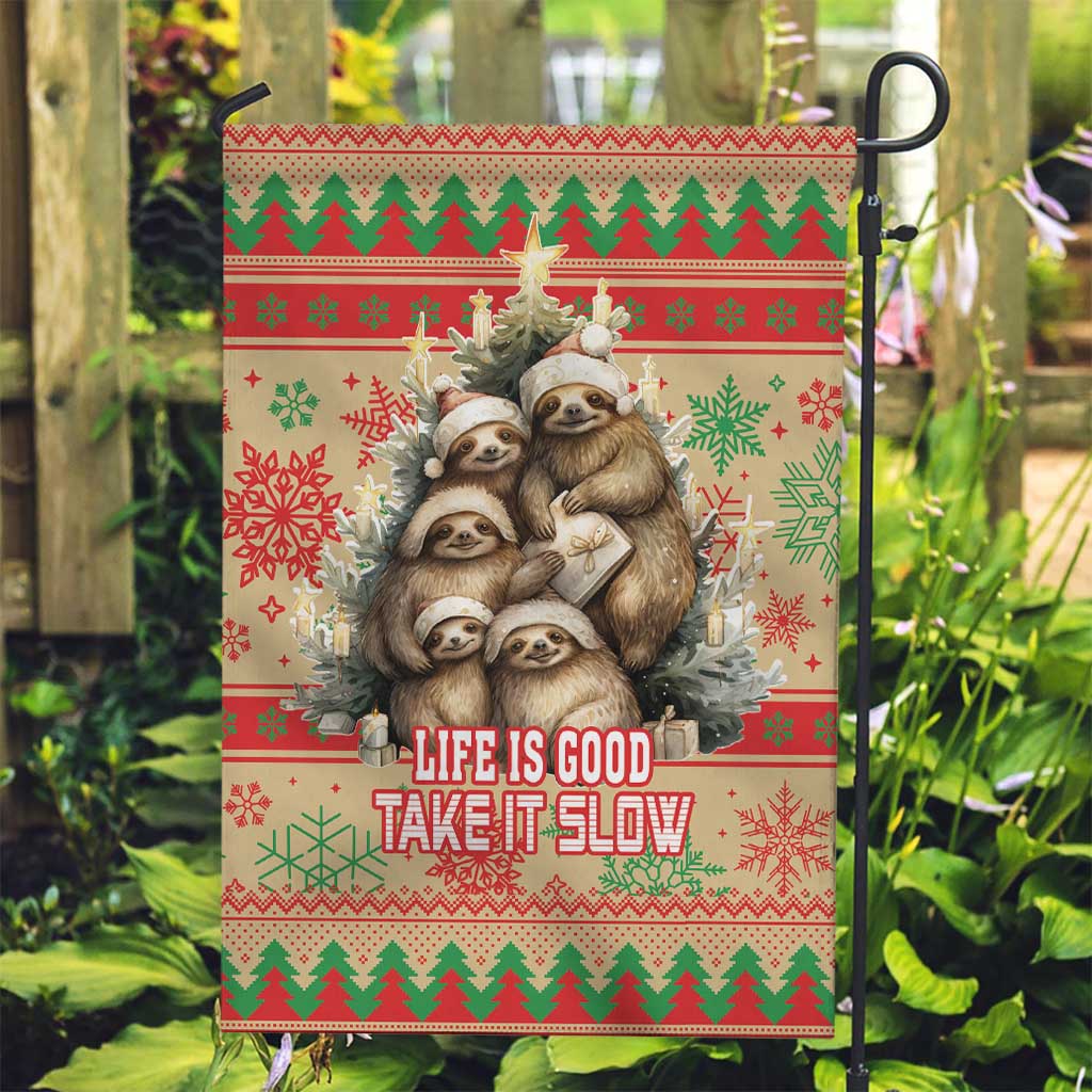 Slothy Christmas Garden Flag Life Is Good Take It Slow - Wonder Print Shop