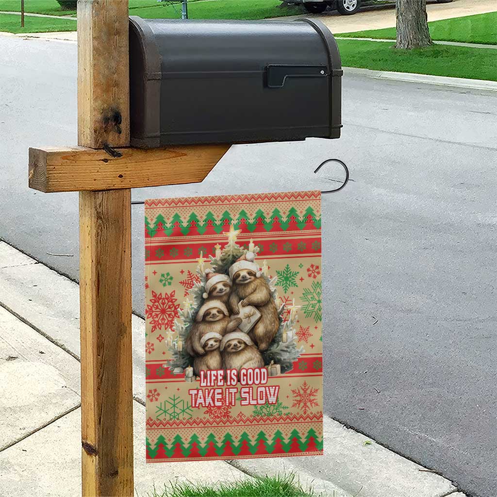Slothy Christmas Garden Flag Life Is Good Take It Slow - Wonder Print Shop