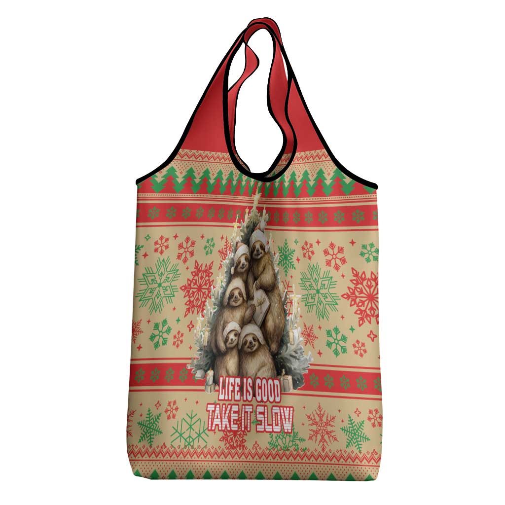 Slothy Christmas Grocery Bag Life Is Good Take It Slow