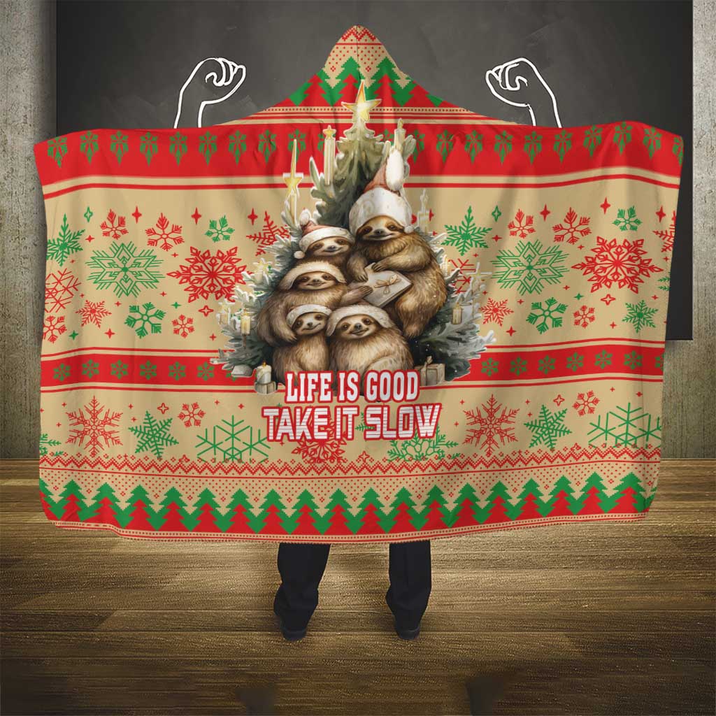 Slothy Christmas Hooded Blanket Life Is Good Take It Slow