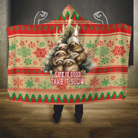 Slothy Christmas Hooded Blanket Life Is Good Take It Slow