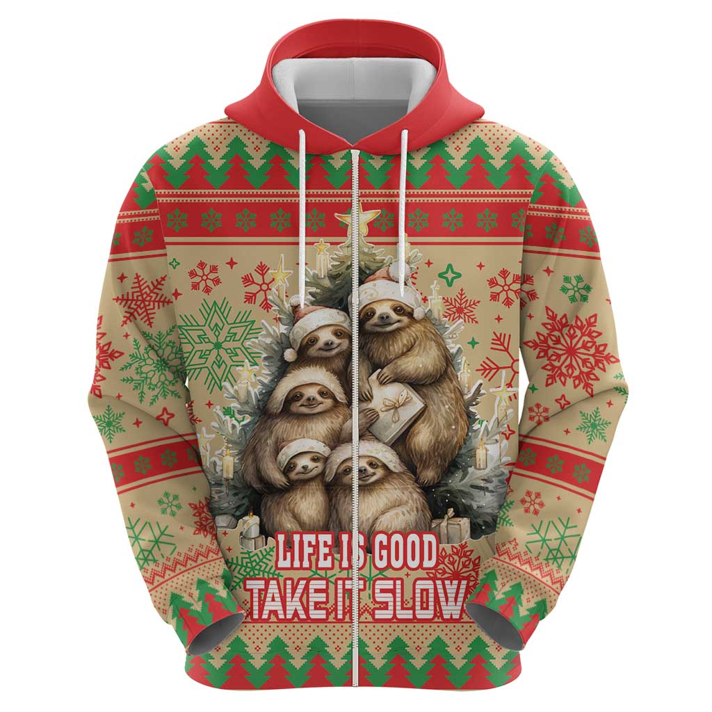 Slothy Christmas Hoodie Life Is Good Take It Slow - Wonder Print Shop