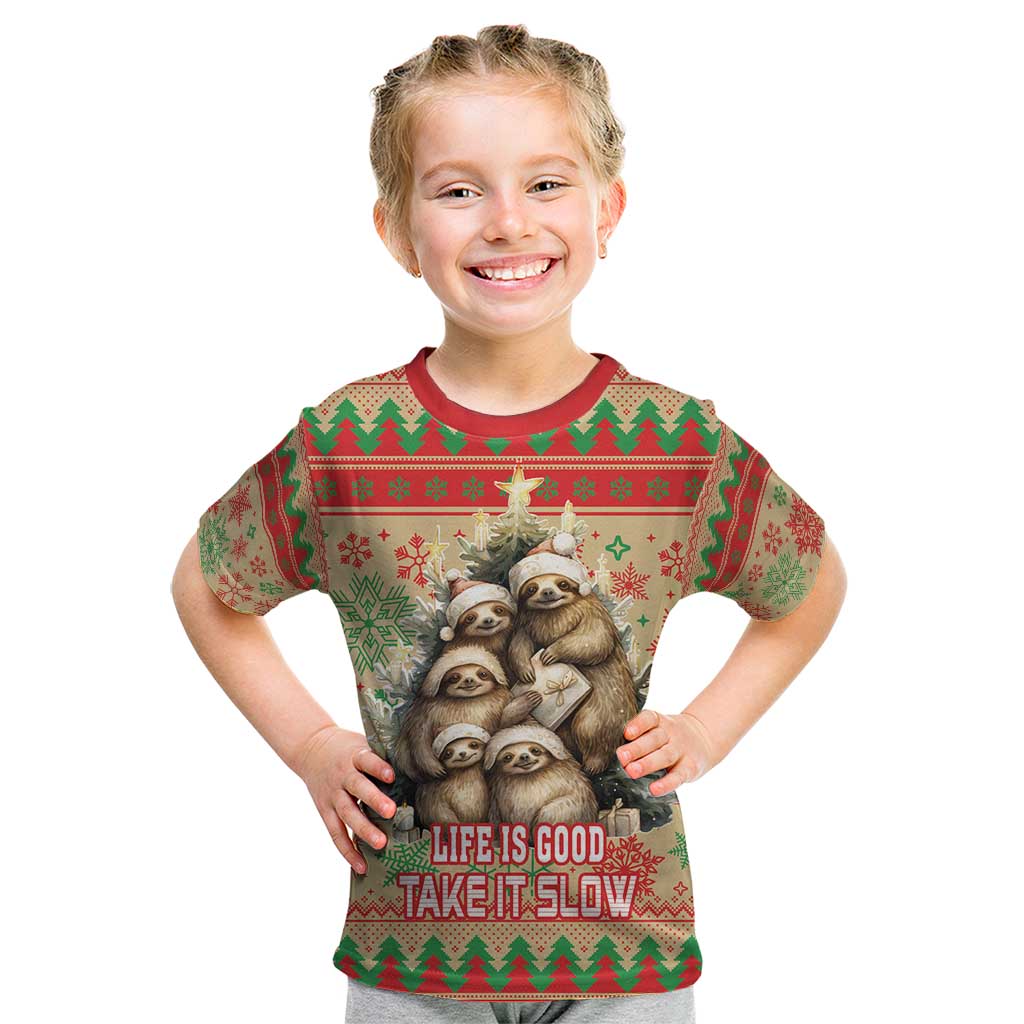 Slothy Christmas Kid T Shirt Life Is Good Take It Slow - Wonder Print Shop