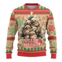 Slothy Christmas Ugly Christmas Sweater Life Is Good Take It Slow - Wonder Print Shop