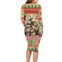 Slothy Christmas Long Sleeve Bodycon Dress Life Is Good Take It Slow - Wonder Print Shop