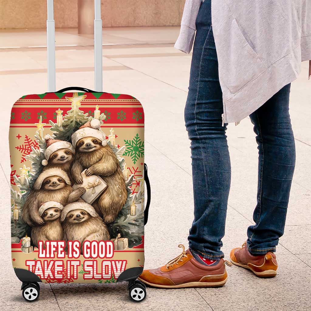 Slothy Christmas Luggage Cover Life Is Good Take It Slow - Wonder Print Shop