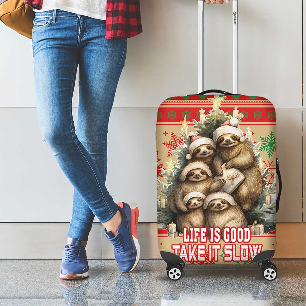 Slothy Christmas Luggage Cover Life Is Good Take It Slow - Wonder Print Shop