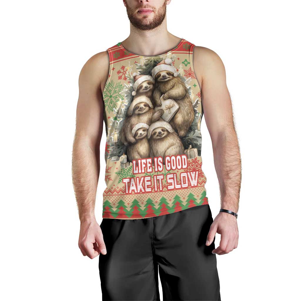 Slothy Christmas Men Tank Top Life Is Good Take It Slow - Wonder Print Shop