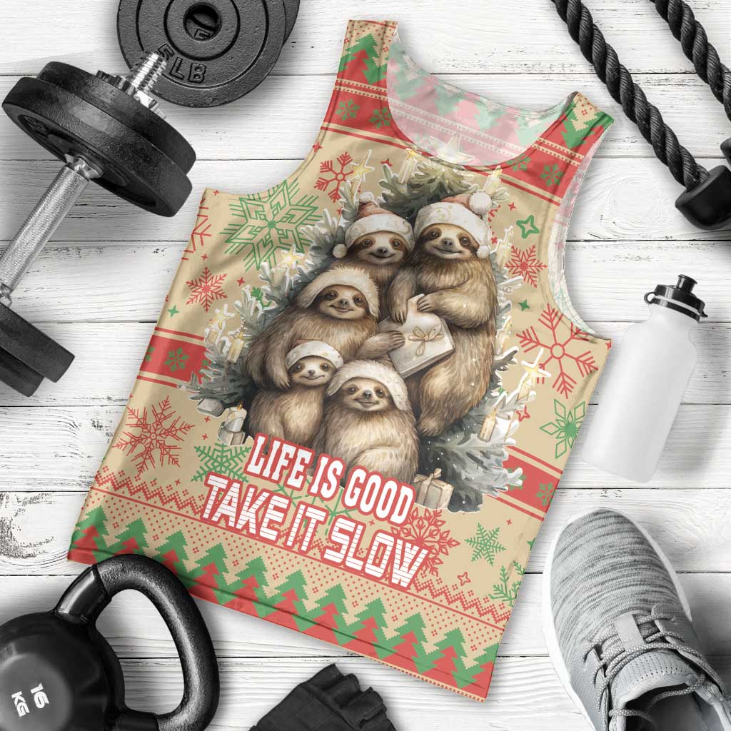 Slothy Christmas Men Tank Top Life Is Good Take It Slow - Wonder Print Shop