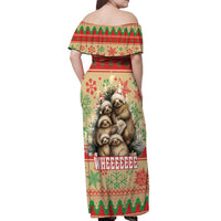 Slothy Christmas Off Shoulder Maxi Dress Life Is Good Take It Slow - Wonder Print Shop