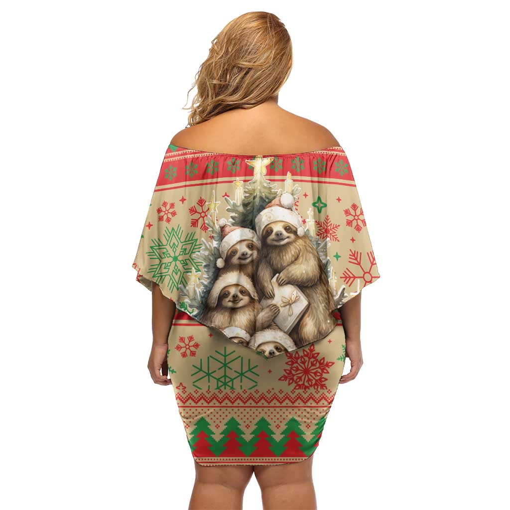 Slothy Christmas Off Shoulder Short Dress Life Is Good Take It Slow - Wonder Print Shop